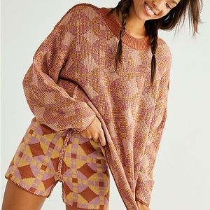 Free People Beach Malibu Printed Oversized Sweater
